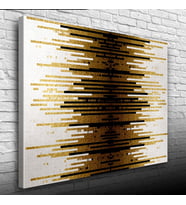 Altın Rengi, Siyah ve Beyaz Çizgili Desen Kanvas Tablo 50 x 70