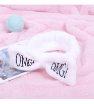 Fiyonklu OMG Mercan Peluş Saç Bandı Bandana Beyaz