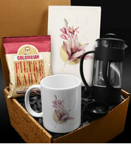 Özel Tasarım Kupa & Özel Tasarım Defter & French Press & Columbian Filtre Kahve Hediye Seti