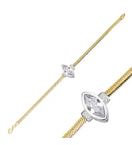 Aylider Kadın Gümüş 925 Ayar Mekik Beyaz Taşlı Balık Sırtı Gold Bileklik Aylider
