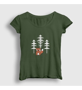 Presmono Kadın Haki Forest Fox Tilki T-Shirt 367729tt (Haki)