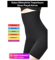 Kaymaz Yüksek Bel İnceltici Terlemeyi Önleyen Destekli İz Göstermeyen Uzun Paçalı Toparlayıcı Korse (Siyah)