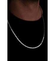 Erkek Gümüş Kolye - 4mm Dikdörtgen Kesim Yassı Kral Gümüş Kolye