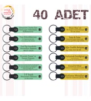 Yeşil & Sarı, Bebek Mevlüdüne Anlamlı Hediye, 40’lı Set, İsimli Anlamlı Deri Anahtarlık