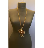 KAAHVERENGİ ZİNCİRLİ İNCİLİ FİYONK KADIN KOLYE BOY 48 CM