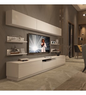 Decoraktiv Trendstyle 8YS Slm Tv Ünitesi Tv Sehpası - Parlak Beyaz