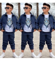 MODAVALS GABARDİN GÖMLEK KARGO CEP PANTOLON ve KAPLAN BASKILI TSHIRT 3 PARÇA ERKEK ÇOCUK TAKIM