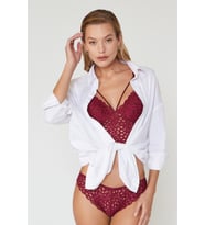 Liona Dantelli Ekru Bralet Takım (Bordo)