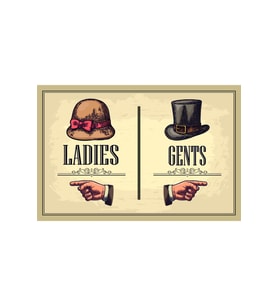 Ladies Gents Wc Tabela Taraf Retro Vintage Ahşap Poster