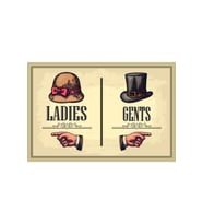 Ladies Gents Wc Tabela Taraf Retro Vintage Ahşap Poster