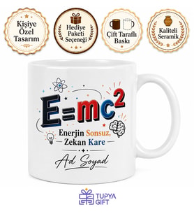 Einstein Formülü E=mc2 Esprili Zeki Arkadaşa Kupa Bardak Hediye