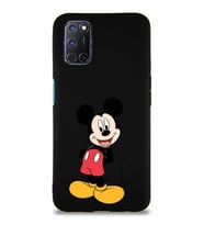 Oppo A52 Soft Premier Kapak Mickey Mouse-B Tasarımlı Silikon Kılıf - Siyah (Şeffaf)