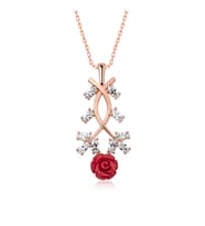 Gümüş Rose Kırmızı Gül Kolye