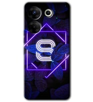 Tecno Camon 20 Pro 5G Kılıf HD Desen Baskılı Kılıf - Dark Neon Yaprak S Harfi
