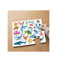 Deniz Canlıları Kolyajı Tasarımlı 24 Parça Ahşap Çocuk Puzzle MPK1043