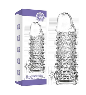 Pretty Love Criystal Sleeve Realistik Tırtıklı Penis Kılıfı Uzatmalı Şeffaf Fantezi Kılıf
