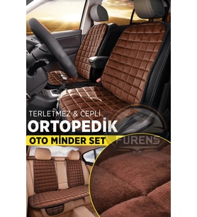 Peugeot 407 Kahverengi Renk Tay Tüyü Cepli & Terletmez Sırtlı Oto Koltuk Minder Seti - Koltuk Koruma Kılıfı (ÖN & ARKA TAM SET)