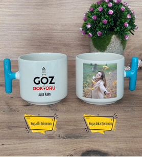 Göz Doktoru Kupa Bardak Fotoğraflı T Mavi Kulplu Tıp Bayramı Hediyesi