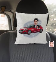 BK Gift Kişiye Özel Plakalı Erkek Mazda 3 Karikatürlü Kare Araç Koltuk Yastığı-1