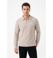 Erkek Spor Polo Yaka Petek Dokulu Sweatshırt BGL-ST05442