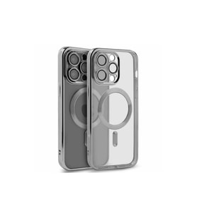 Northcity iPhone 15 Pro Kross MagSafe Kılıf - Şeffaf, Gümüş, 1mm İnce ve Çizilmeye Dayanıklı