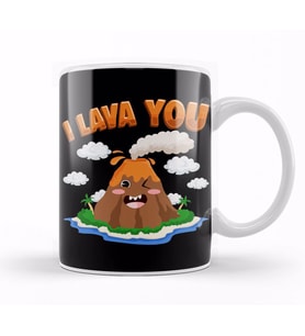 Funny I Lava You Volcano Valentine's Day Pun Kupa Bardak Porselen