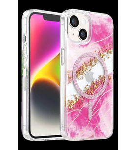 Onegif iPhone 14 Lotus Simli Magsafe Kapak - Pembe