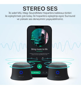 Lexroo Mag-Soundmate MagSafe Uyumlu Mini Taşınabilir Bluetooth Hoparlör Beyaz
