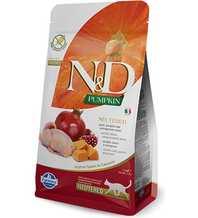 N&D Pumpkin Tahılsız Bal Kabaklı Bıldırcınlı ve Narlı Kısırlaştırılmış Yetişkin Kedi Maması 1,5 Kg