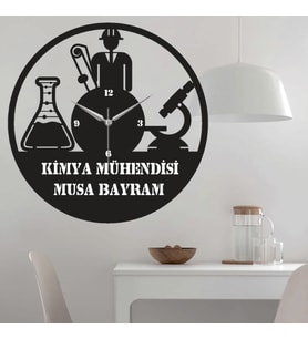 Kimya Mühendisi Temalı Ahşap Duvar Saati