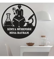 Kimya Mühendisi Temalı Ahşap Duvar Saati