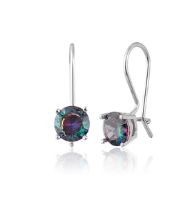 925 ayar Gümüş Mistik Topaz taşlı 6 mm Tektaş Mengeç küpe
