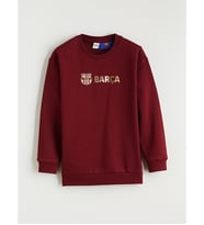 LCW Kids Bordo Barcelona Baskılı Erkek Çocuk Kalın Sweatshirt