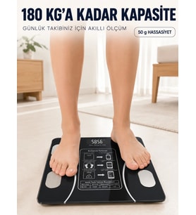 Dijital Akıllı Cam Baskül Mobil Uygulama Destekli Vücut Analiz Tartısı 180 Kg