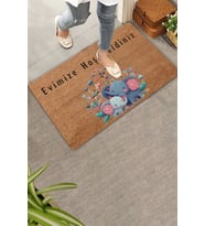 Valerine Life Sevimli Yavru Filler ve Çiçekler Evimize Hoş Geldiniz Kapı Önü Paspası 45x70cm