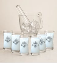 BK Gift Kişiye Özel 7 Parça Paşabahçe Heybeli Rakı Bardağı ve Buz Kovası Seti-1, Erkeğe Hediye, Babaya Hediye, Babalar Günü Hediyesi
