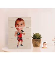 BK Gift Kişiye Özel Çocuk Kick Box Karikatürlü Otantik Masaüstü Ahşap Palet Çerçeve-1 (Beyaz)