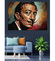 Karizmatik Salvador Dali Sanatçı Portresi Dekoratif Kanvas - Mdf Ahşap Tablo