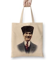 Mustafa Kemal Atatürk 05 Bez Çanta Uzun Saplı