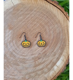 Miyuki Boncuk El Yapımı Balkabağı Küpe Halloween Cadılar Bayramı