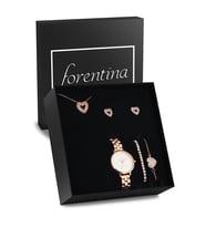 Forentina Rose Kalpli Kolye Bileklik Küpe Saat Hediye Set PS2762