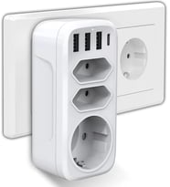 Lexroo 7'si 1 arada çoklu priz, USB priz, Type-C + 3 Usb'li Çoklu Priz