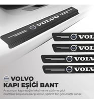 Volvo Logolu Karbon Kapı Eşiği Koruyucu Bant Folyo 4'lü Set