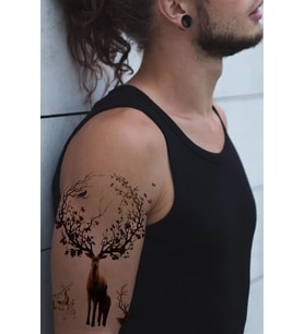 Caş Dekorasyon Geyik Figürlü Geçici Dövme Tattoo