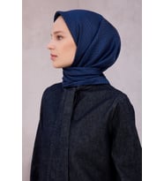 Çiçek Desen İpek Twill Eşarp 4203D01 (A.Lacivert)