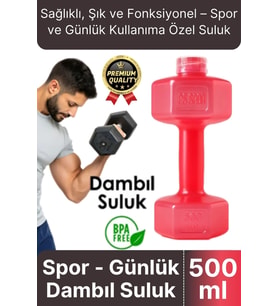 Özel Üretim Fitness Spor Okul Koşu Bpa İçermeyen Plastik Matara Günlük Pembe Dambıl Suluk 500 ml