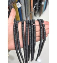 Hematit Taşı Rondela Kesim Mat Siyah 8x2mm Doğal Taş Dizi