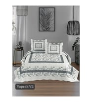 Sofline Çift Kişilik Kapitone Yatak Örtüsü, Klasik Desenli Model - Beste Kahve (250 X 260cm) (Gri)