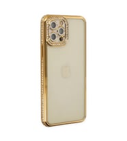 iPhone 12 Pro Kılıf Joke Taşlı Silikon - Gold