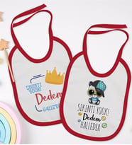BK Kids Dedem Halleder Tasarımlı 2’li Kırmızı Mama Önlüğü-1